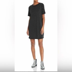 Splendid XS Black Studded Short Sleeve Jersey T-Shirt Dress